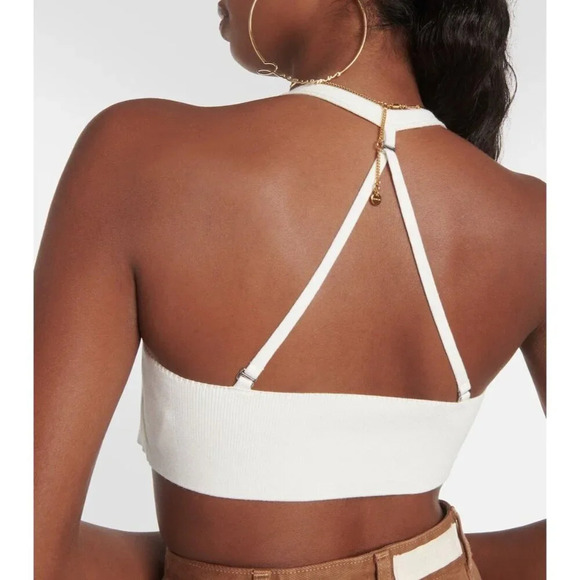 JACQUEMUS Le Bandeau Frivolli Top in Off White 40 New Womens Cropped Bralette - Picture 2 of 14